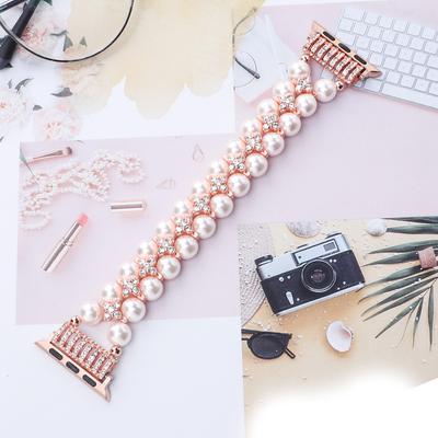 Женский браслет с инкрустацией из жемчуга и бриллиантов для Apple Watch Ultra 49 мм 46 мм 45 мм 38 мм 41 мм 42 мм 44 мм для iWatch Series 10 9 8 7 6 5 4 Ремешок