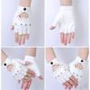Women Heart Cutout Rhinestone Fingerless Gloves, Punk Faux Leather Half Finger Gloves for Dancing, Cosplay, Biking, Party, Performance