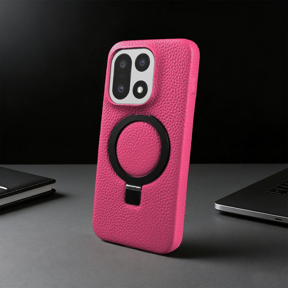 Phone Case For OnePlus 15R 15 13S 13T 13 12 11 Nord N100 CE5 CE3 Ace 5 Pro 6 6T Genuine Leather Case Magnetic Bracket Stand Ring