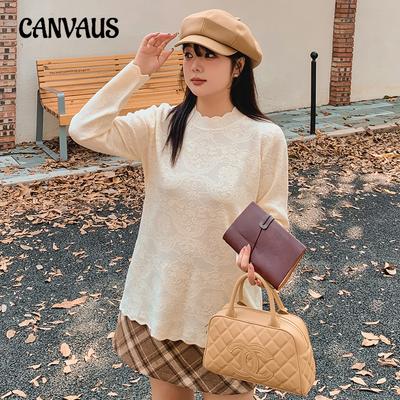 Женские повседневные топы с воротником-стойкой больших размеров, жаккардовые свитера, осенне-зимний нижний трикотаж