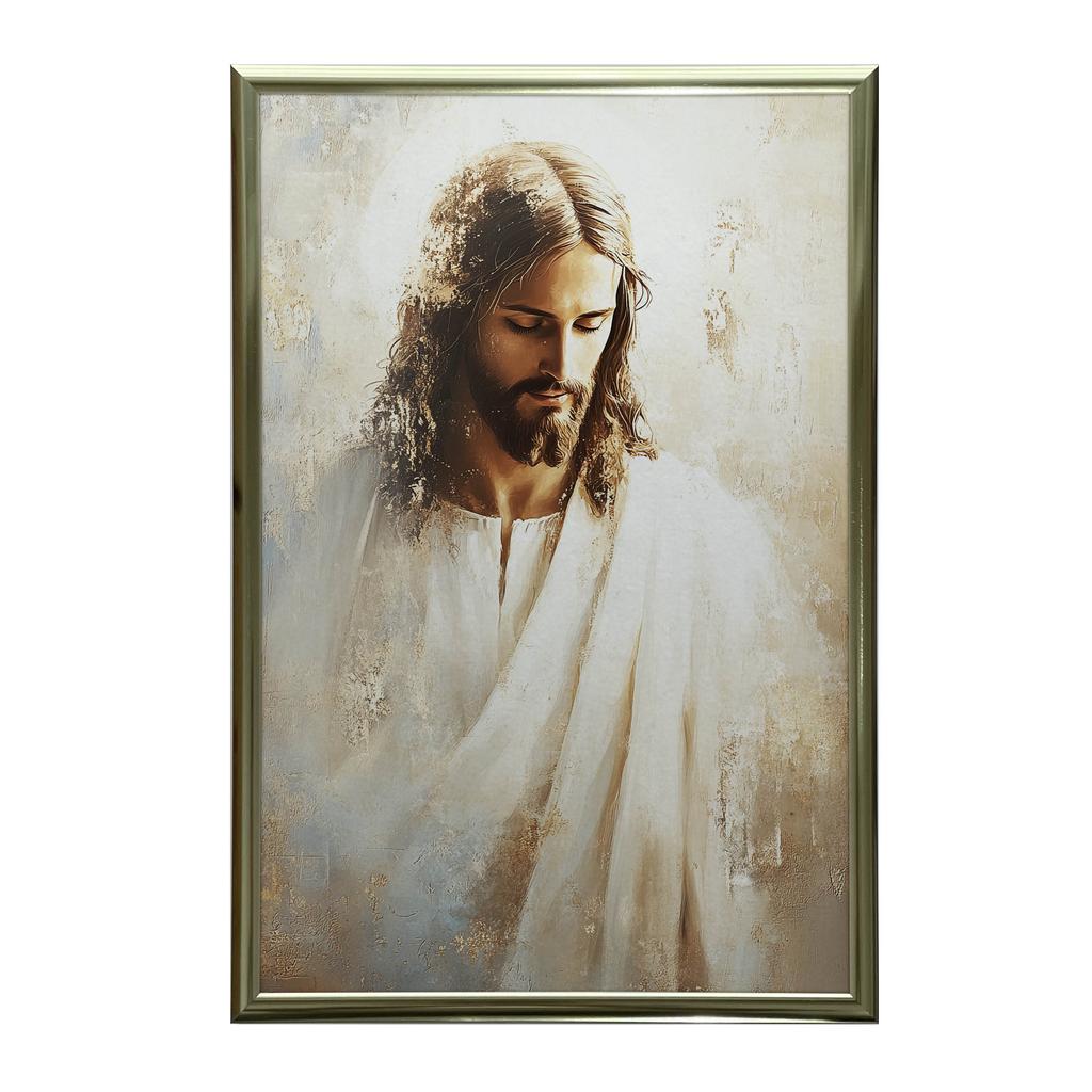 Poster Heart of Love - Portrait of Jesus Poster Heart of Love - Portrait of Jesus, 50X70 Cm, Gold Aluminum Frame, 230 Gsm Matte Paper