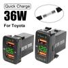 12-24V Voltmeter Qo'shaloq USB QC Avtomobil Rozetkasi Zaryadlovchisi Mobil Telefon uchun Tez Zaryadlash LED Avtomobil Aksessuarlari Quvvat Adapteri Toyota uchun
