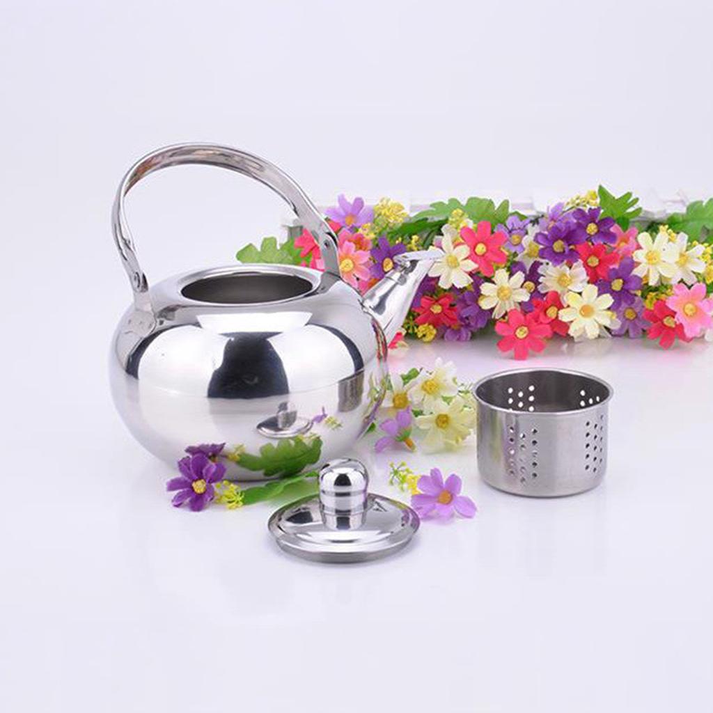 Stainless Steel Teapot with Infuser Short Spout Pour Over Coffee Kettle Stovetop Kettle Round Coffee Tea Pot Easy To Use