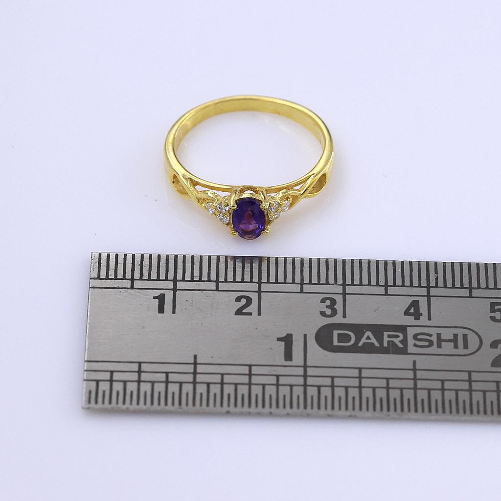 Amethyst Gold Plating Ring 925 Sterling Silver Handmade Jewelry Gift For Her