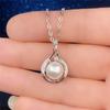 Sterling  Water Drop Pendant Necklace Pearl Engagement Wedding Party Elegant Accessories for Women Fashion Jewelry