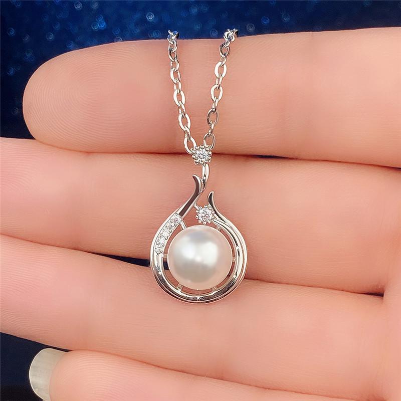 Sterling Water Drop Pendant Necklace Pearl Engagement Wedding Party Elegant Accessories for Women Fashion Jewelry