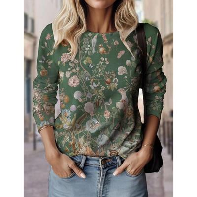 Новые женские футболки с цветочным узором, топы с 3D-принтом, повседневный свитер с круглым вырезом и длинным рукавом, одежда 2000 года для девочек, модная толстовка