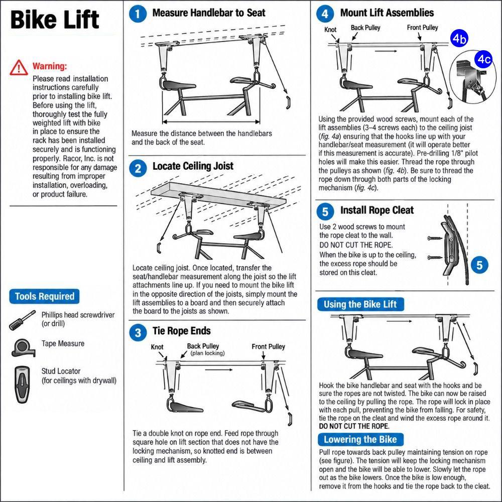 Heavy Duty Bicycle Hoist Rack Nylon Lifting Rope Bicycle Storage Hanger  Garage Bicycle Storage