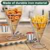 French Fries Holder Basket with Sauce Dipper Fry Stand for Snacks Appetizers Stainless Steel Chip Cone Rack for Restaurant Buffet Picnic Party
