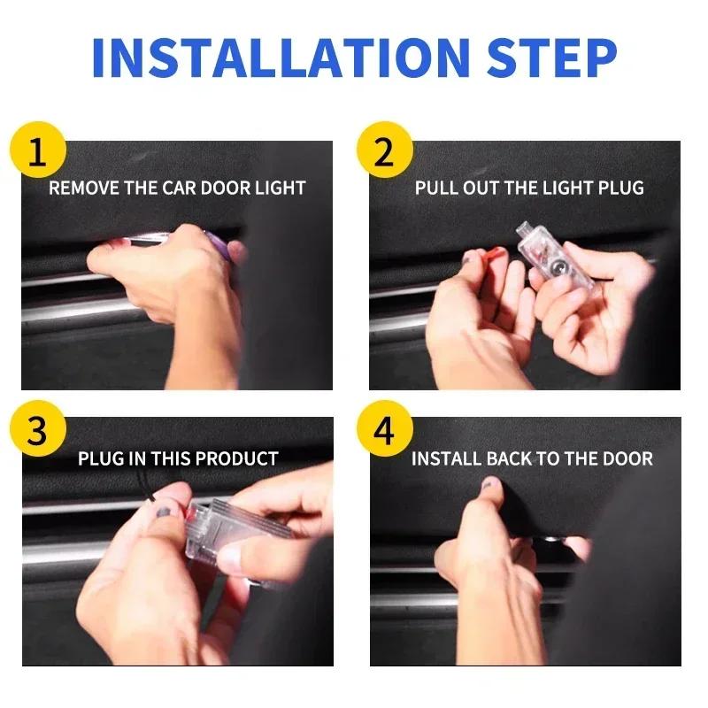 For BMW 2pcs Car Logo Led Door Light Projector Lamp For BMW 50th M E46 E90 E49 F30 F80 E36 E46 E93 E92 F34 F31 GT G30 X7 Car Acc