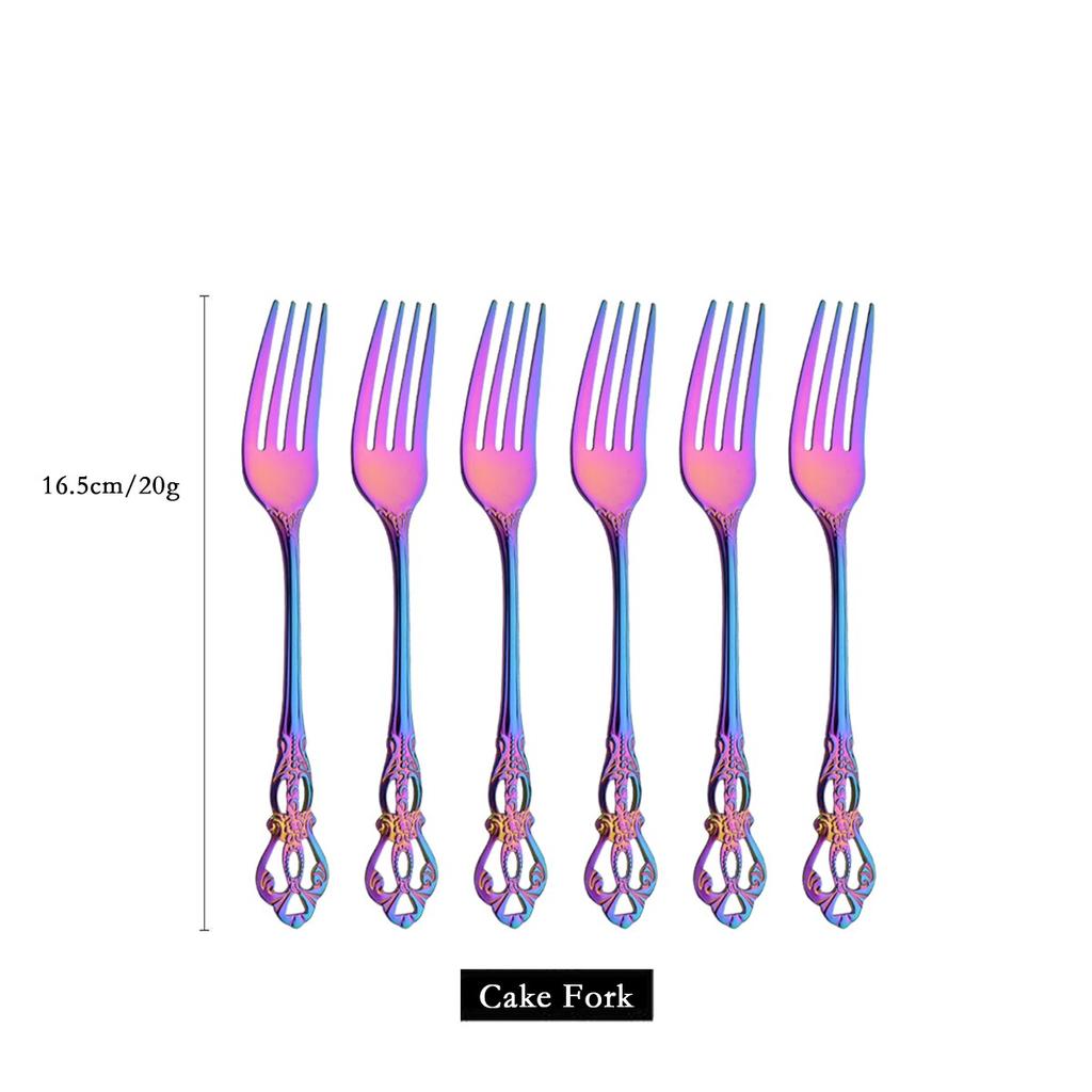 6 шт./24 шт., набор столовых приборов Rainbow Western, набор столовых приборов из нержавеющей стали, нож, вилка, кофейная ложка, набор посуды с роскошной стойкой для хранения