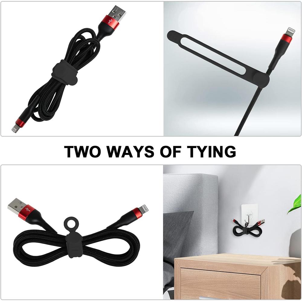 20 шт. Силиконовые кабельные стяжки Многоразовые кабельные ремешки Держатель Органайзер для USB-провода