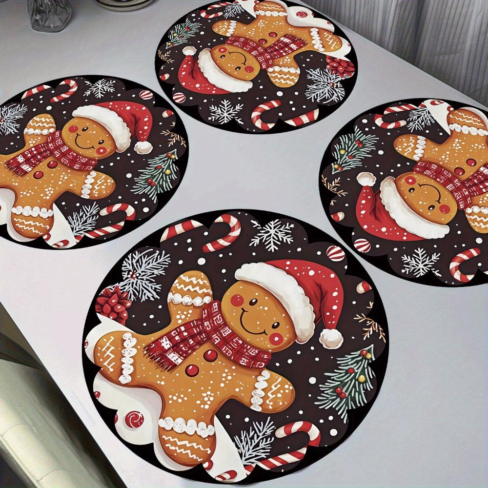 38cm Table Mats Santa Claus snowflakes Christmas Decor Tablecloth Creative Christmas Placemat
