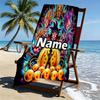 Custom Name Personalized Anime Print Beach Towel, for Trip Camping Beach Party Home Decor, Birthday Gift for Family & Friends