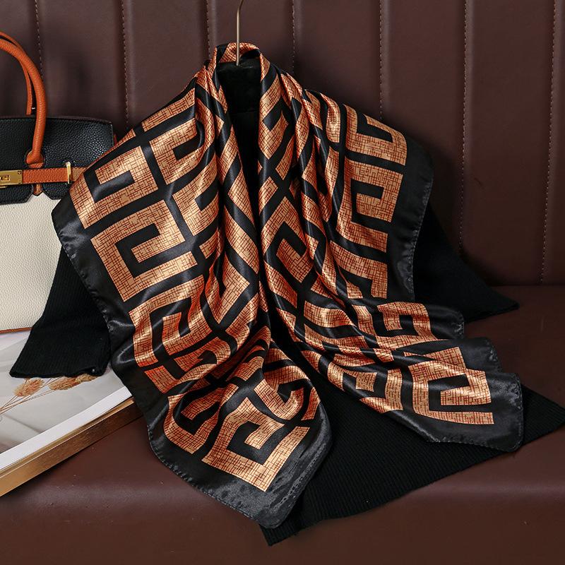 Spring and Autumn Women's Cashew Print Square Scarf Fashion Commuting Versatile Headscarf Stained Rose Square Scarf