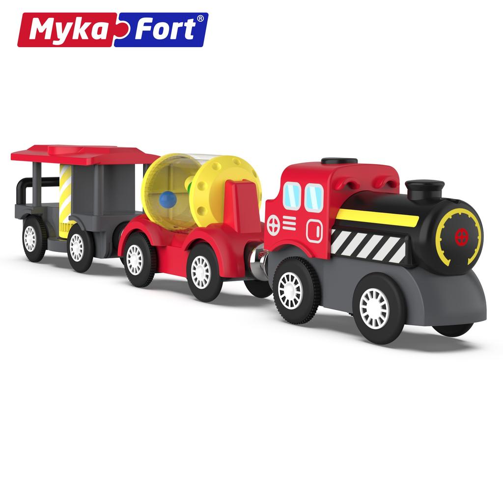 Маленький поезд, деревянная дорожка, электрическая игрушка, праздничный автомобиль Simon, детская деревянная образовательная собранная игрушечная машина