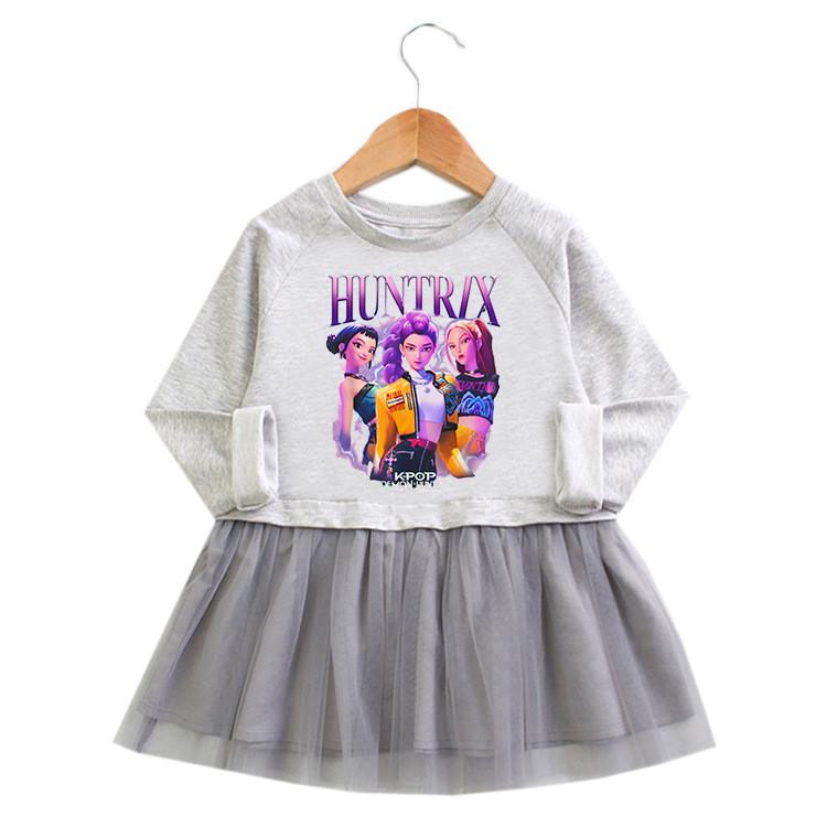 Девочки Kpop Руми Зои Мира Принт Охотники Руми Зои Мира Плиссированное платье