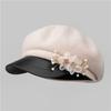 Wool Ladies Autumn and Winter Hat Light Luxury Versatile Flower Octagonal Beret Fashion Duck Tongue Newsboy Hat