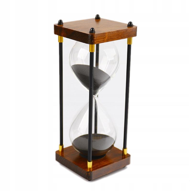 Retro Glass - Wooden Beautiful Hourglass 60 Minutes Xxl 25X10Cm Black