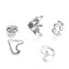 5PCS Geometric Charm Jewelry set Rings Set Whale Tail Waves/Turtle Finger Ring