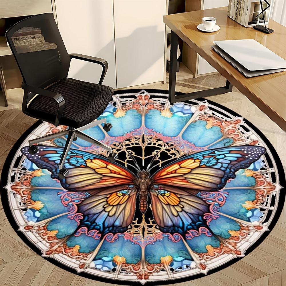 1PC Butterfly Mandala Chair Carpet for Office Non-Slip, Lightweight, Machine Washable Rug for Office, Sleeping, Room - Holiday Decoryy251009097