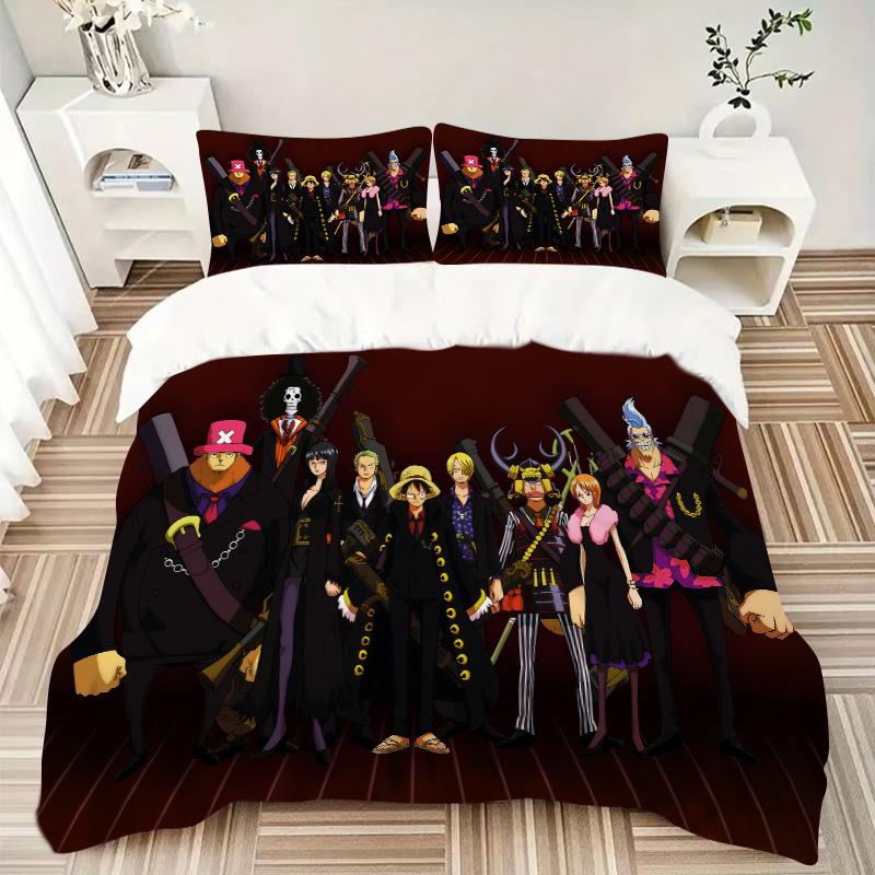 One Piece Adventure Print 3Pcs Bedding Setduvet Cover With 2 Bedropillowcase Home Birthday Gift