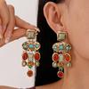 Bohemia Style Ethnic Style Tassel Earrings Green Water Drop Pearl Ear Studs  Summer Party