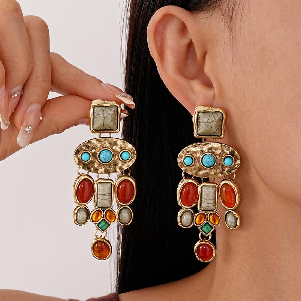 Bohemia Style Bohemian Turquoise Earrings Turquoise Pearl Ear Studs Earrings Pendant Beach