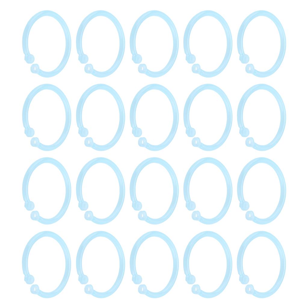 20pcs Plastic Rings Transparent Flexible Loose Leaf Book Binder Rings for School Home Office Cards Document NotebookBlue