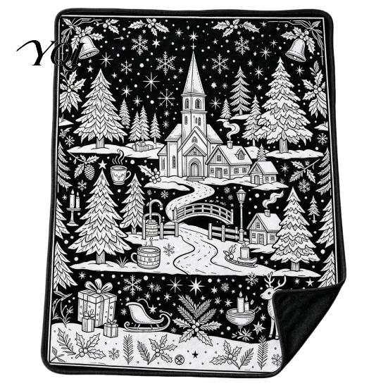 Creative Arts And Crafts Gifts Christmas DIY Coloring Blanket for Adults Kids, Color Your Own Blanket, 59" x 51" Soft Cozy Polyester Couch Cover Throw