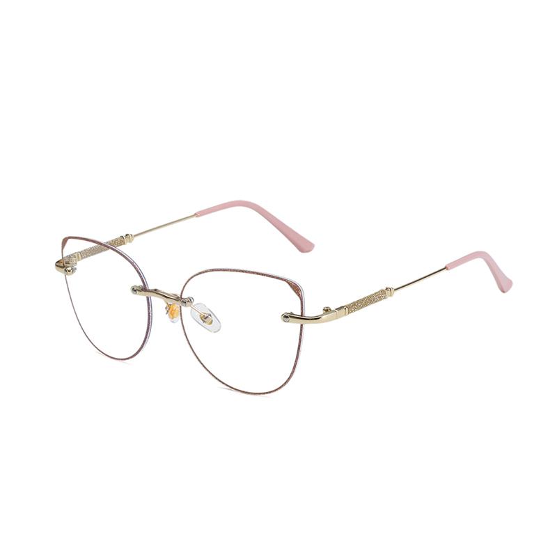 2Pcs Photochromic Metal Glasses Women Men Oversized Frame Eye Protection Ultra Light Eyeglasses Office Computer Goggles