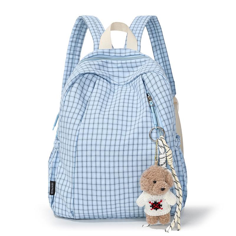 Schoolbag high value Mori small fresh plaid girl travel backpack Korean version ins style student class backpack schoolbag