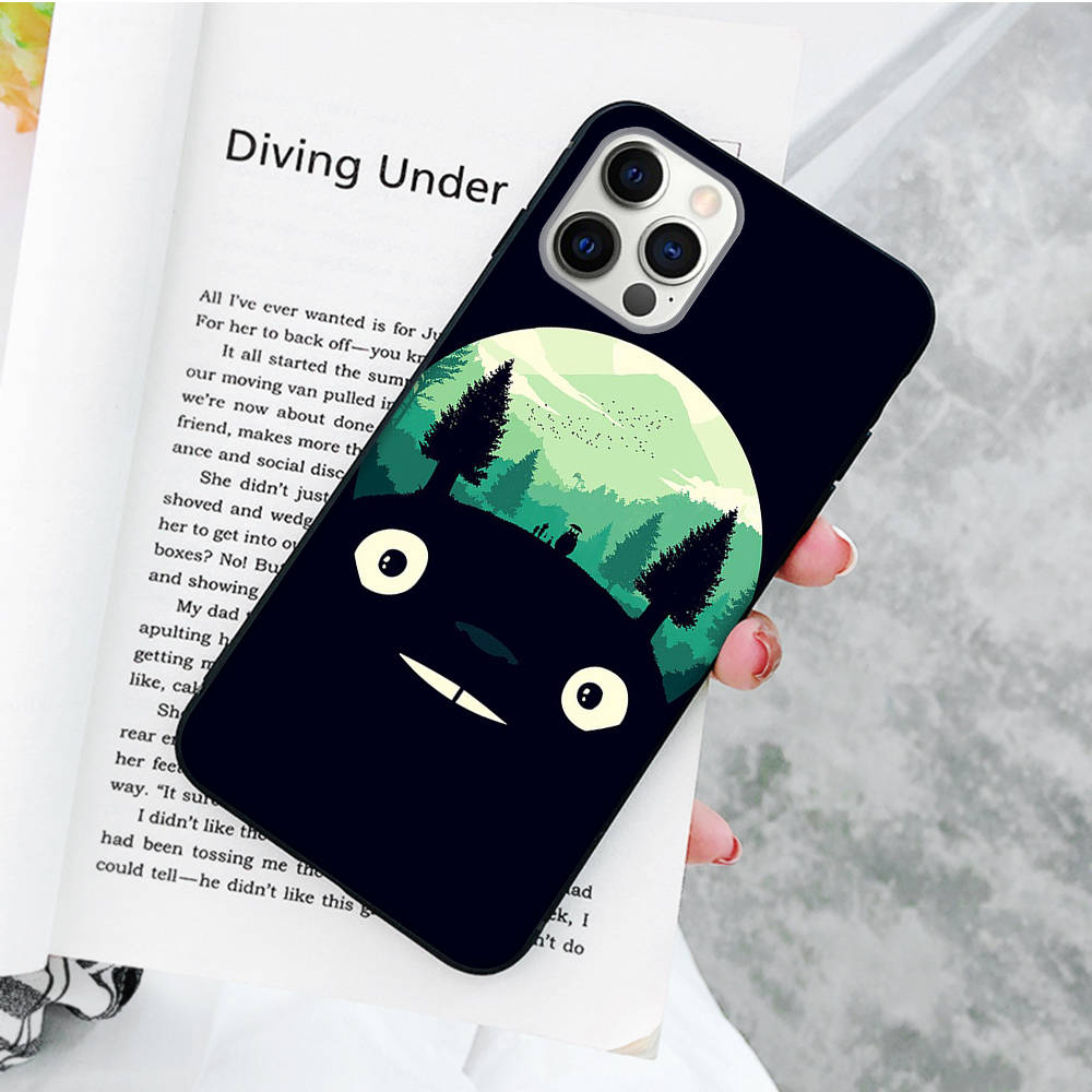 JW56 Cute Totoro Anime Black Soft Case for OPPO Reno 8 6 5 4 Pro Plus Find X3 A17 A3 A31 A38 A40 A53 A54 A55 A74 A76 A78 A77 A80 A94 A95 A96 Lite