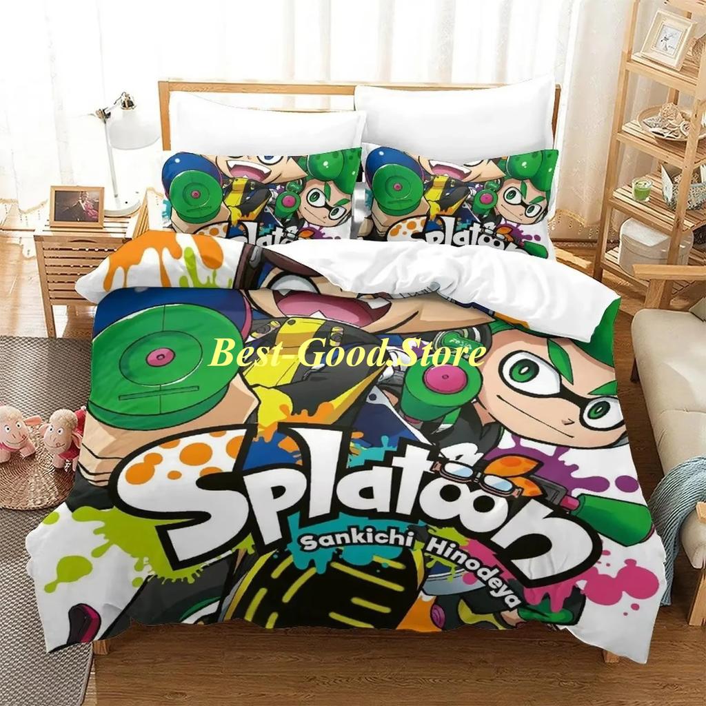 Splatoon 3 Inkling Squid Комплект постельного белья Single Twin Full Queen King Size Комплект постельного белья Aldult Kid Bedroom Комплект пододеяльников Комплект постельного белья