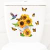 Sunflower Butterfly Toilet Sticker Removable Self-adhesive Waterproof PVC Living Room Bathroom Wall Art Floral