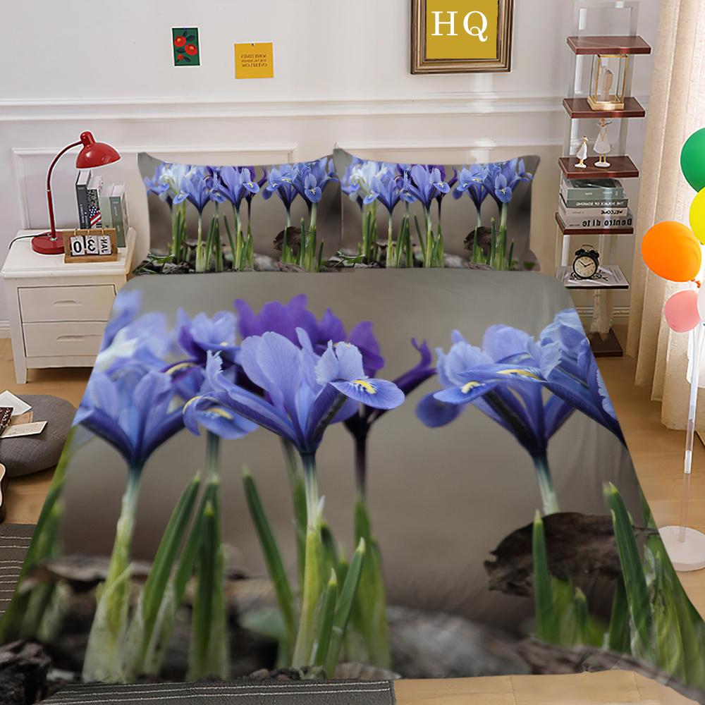 Комплект постельного белья с 3D-цветочным принтом, двойной размер, домашний комплект постельного белья из микрофибры, модный комплект высокого одеяла