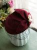 Pure Wool Felt Fascinator Wedding Hat Pillbox Hat for Women Cocktail Party Vintage Lady Winter Solid Beret Hat Hostesses Cap