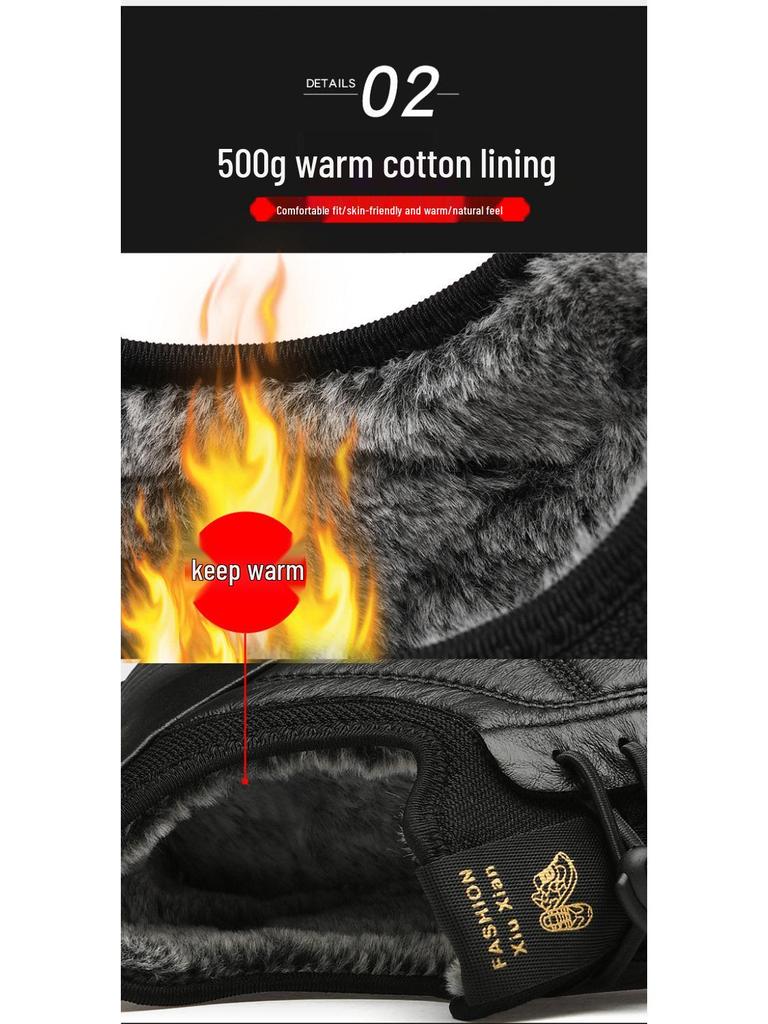 Мужские зимние хлопковые сноубутсы - на флисовой подкладке, утолщенные и удобные, повседневная спортивная обувь