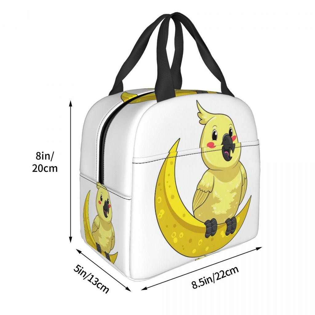 Cockatoo Cockatiel Parrot With Moon Insulated Lunch Bag for Women Office Cooler Thermal Food Box Tote Lunch Boxes Container