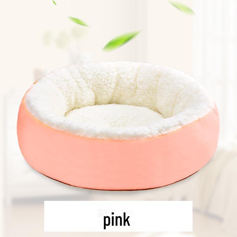 Уютная круглая плюшевая лежанка для кошек из овчины — стиль знаменитостей для максимального комфорта.