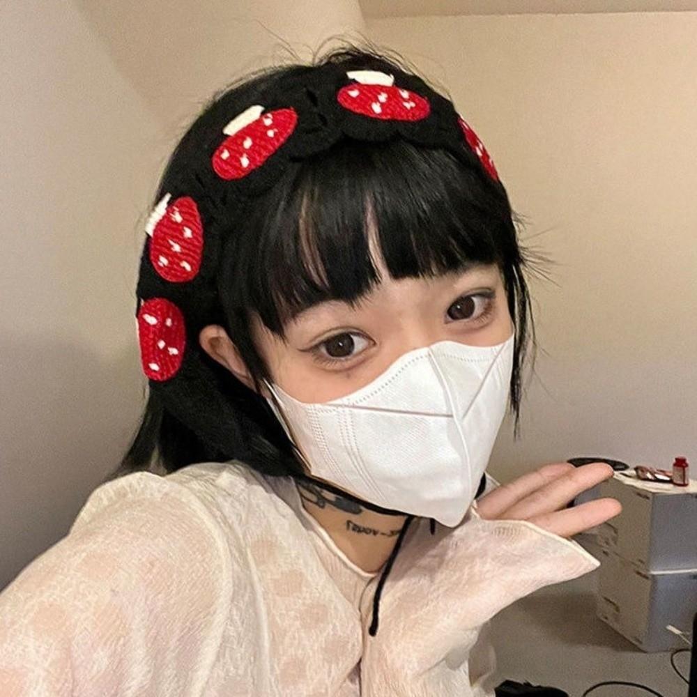 Knit Fabric Crochet Hair Bands Cartoon Design Hair Scarf Mushroom Hair Bands Holiday Season