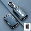 Metal Leather Car Remote Key Case Cover Shell For Jeep Grand Cherokee Wagoneer Obsidian II 2021 2022 2023 Keychain Accessories ALZ1