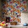 Красочные Черепа Цветочные Хэллоуин Обои Шикарный Желтый Цветок Самоклеящиеся Фестивальный Декор Стен Скелеты Наклейка на Шкаф