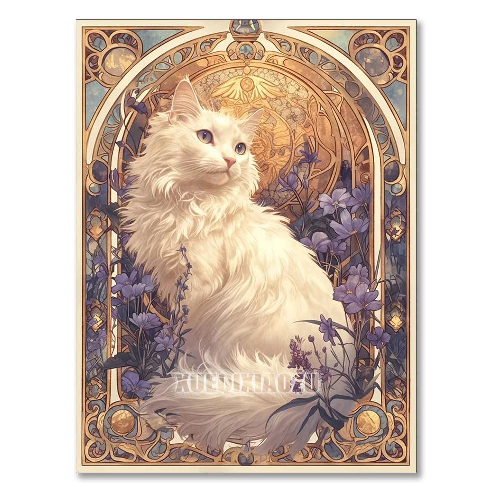 5D DIY Алмазная Живопись Вышивка Животное Кот Полностью Круглый Мозаика Цветок Полный Набор Искусство Декор Стены Ручная Работа Подарок