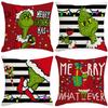 Christmas Happy Throw Pillow Cover, 18 X 18 Inch, Winter Holiday Cushion Cover Sofa Decor
