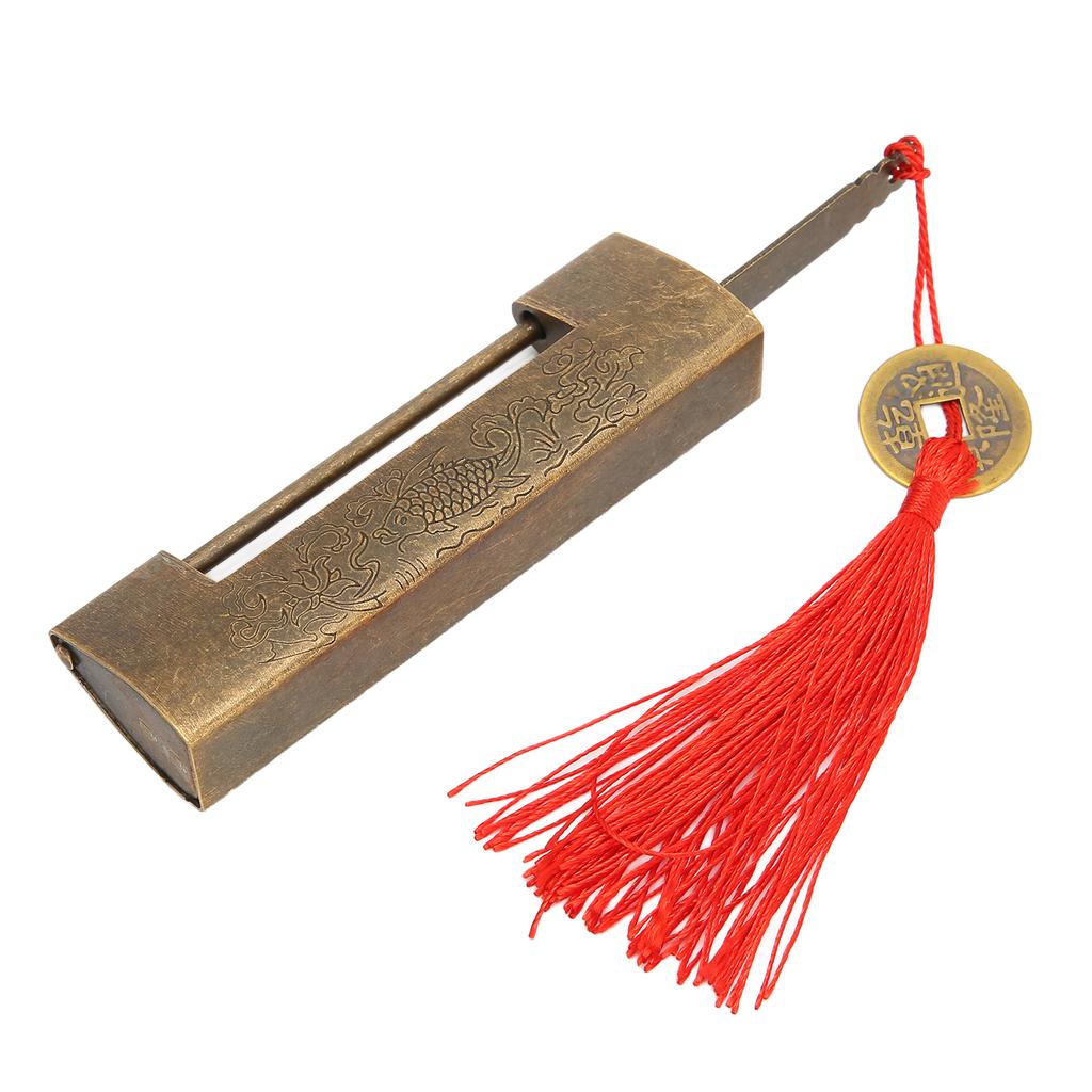 Латунный антикварный навесной замок с интервалом 5,9 см, изысканный нержавеющий китайский старый стиль, горизонтальный навесной замок в виде рыбы