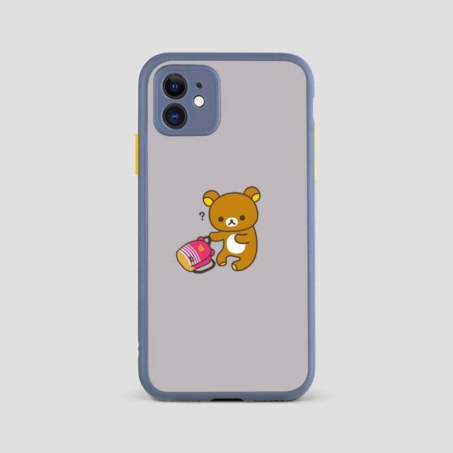 Милый чехол для телефона Rilakkuma для Iphone X Xr Xs 7 8 Plus 11 12 Pro Max, полупрозрачный матовый противоударный чехол