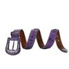 Western Luxury Purple Belt With Crystal Designer Belt Men Inlaid With Cross Accessories Zinc Alloy Flower Buckle Belt for Women