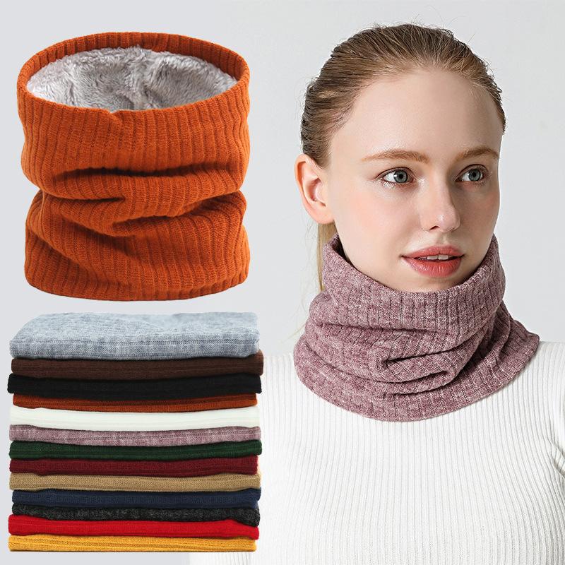 Fashion Stripe Plush Thicken Warm Winter Ring Scarf Women Men Knitted Full Face Mask Snood Neck Scarves Bufanda Muffler
