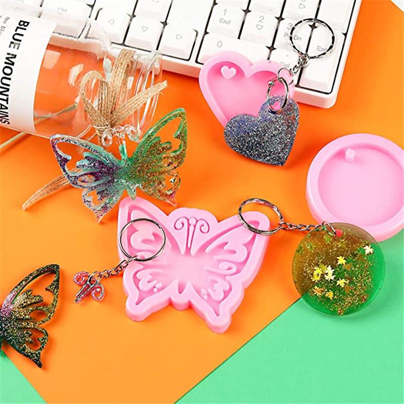 Силиконовая форма в виде бабочки, сердечко, лапка, брелок, подвеска, формы с 2 кольцами для ключей для украшения торта из шоколадных конфет своими руками